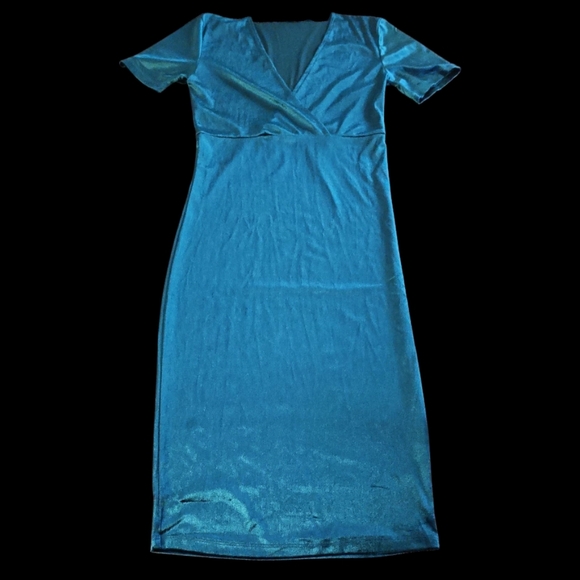 ZARA - MD Trafaluc Emerald Green Velvet Midi Formal Dress - Picture 3 of 11